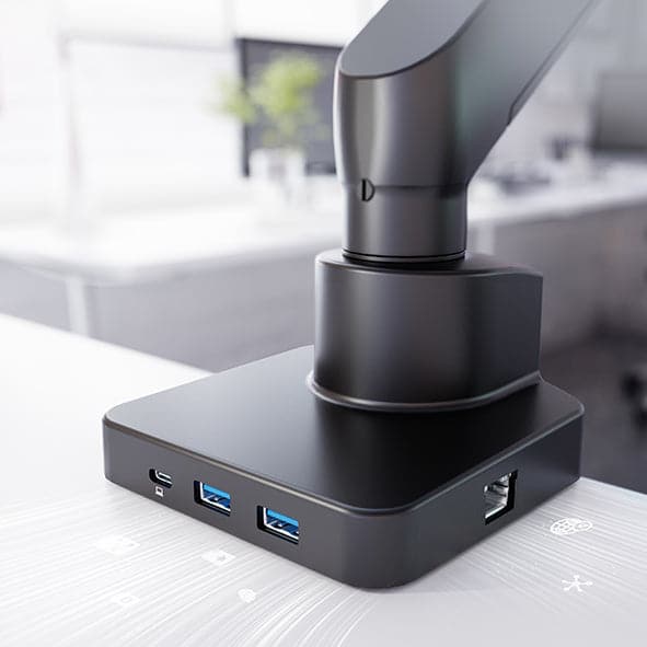Single monitor arm 9Kg Black with optional laptop docking