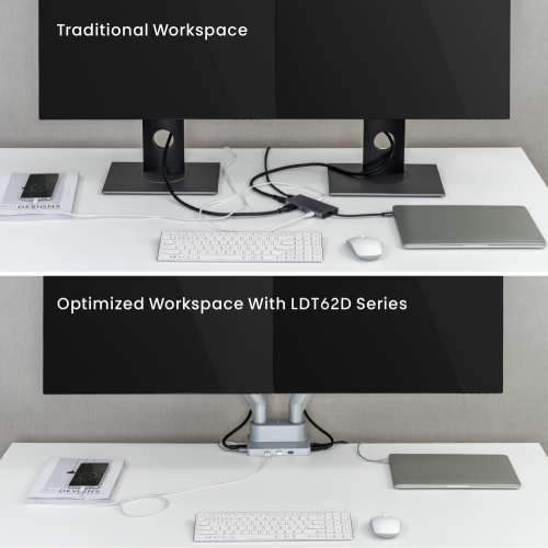 Single monitor arm 9Kg Silver with optional laptop docking
