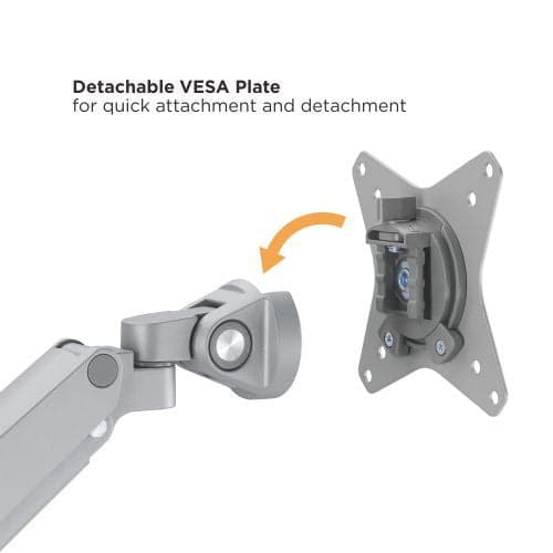 Single monitor arm 9Kg Silver with optional laptop docking