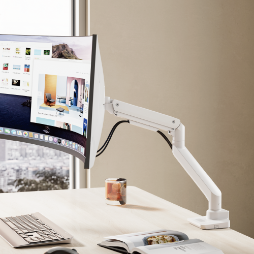 Heavy Duty 20Kg monitor arm for curved screens Polished Al SMMA1072
