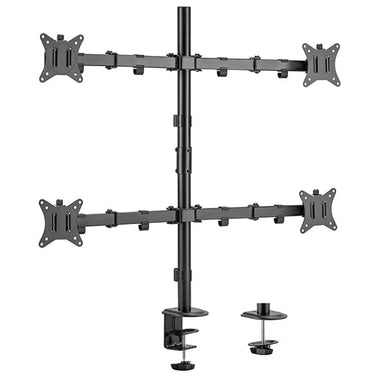 Static pole mounted articulated quad monitor arm 8Kg Capacity SMMA1061 Black