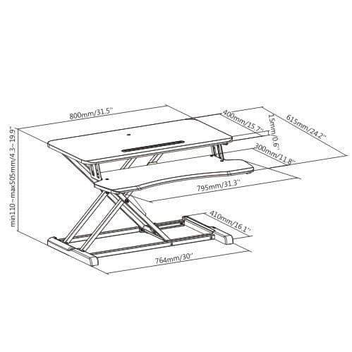Sit stand desk-top workstation 800 Ergo