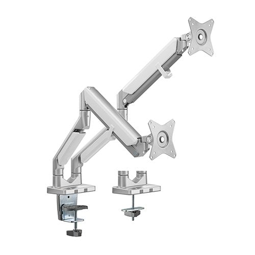 White gas sprung dual monitor arm 8Kg Capacity SMMA1044