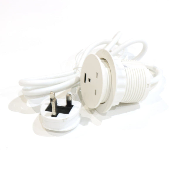 In-desk UK plug and USB socket - Diameter 66mm
